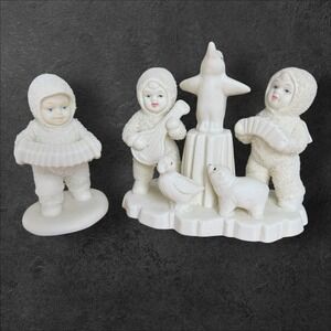 Set of 2‎ Dept 56 Snowbabies Winter Musical Scene Penguin Polar Bear Cub Seagull